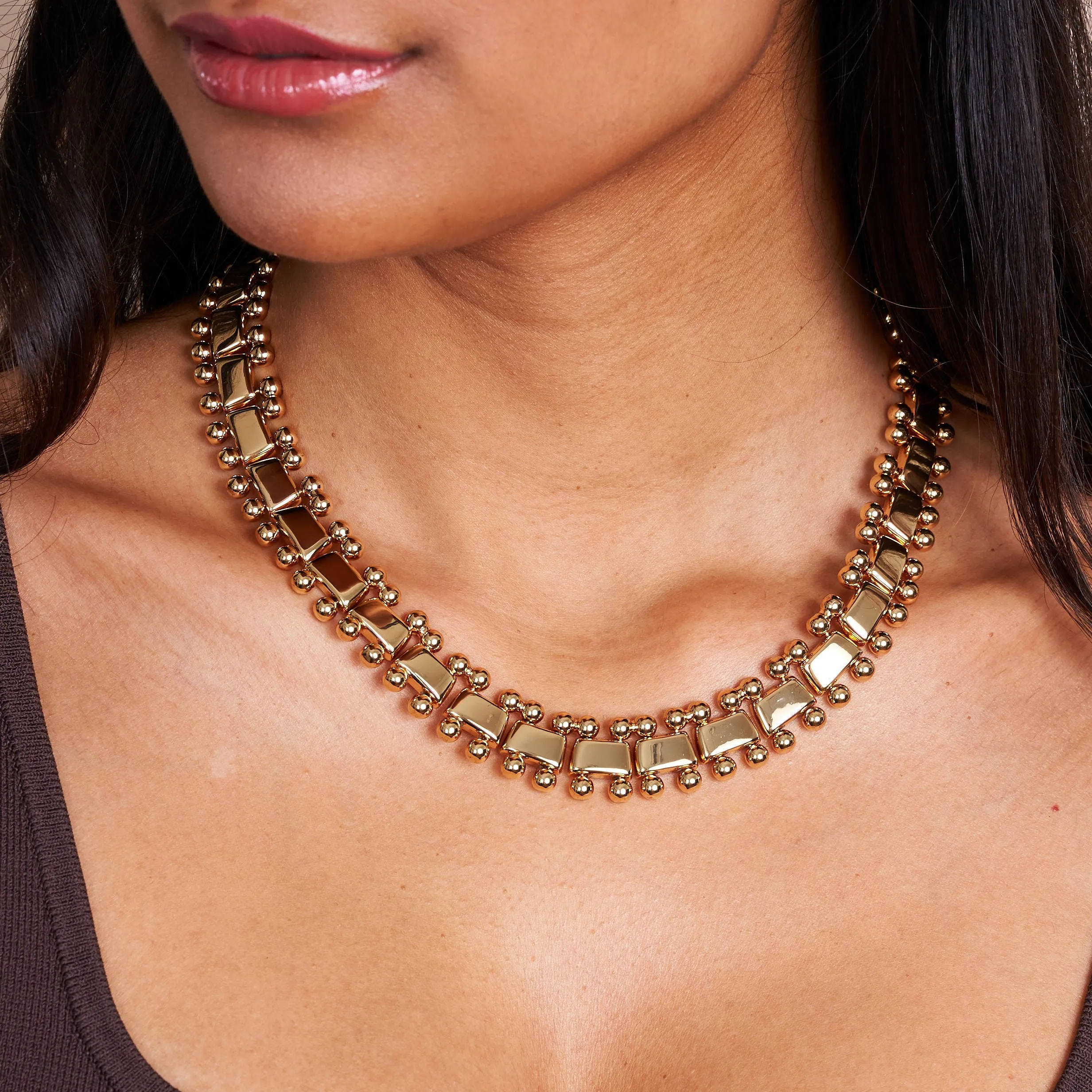 Gold Beaded Collar Necklace