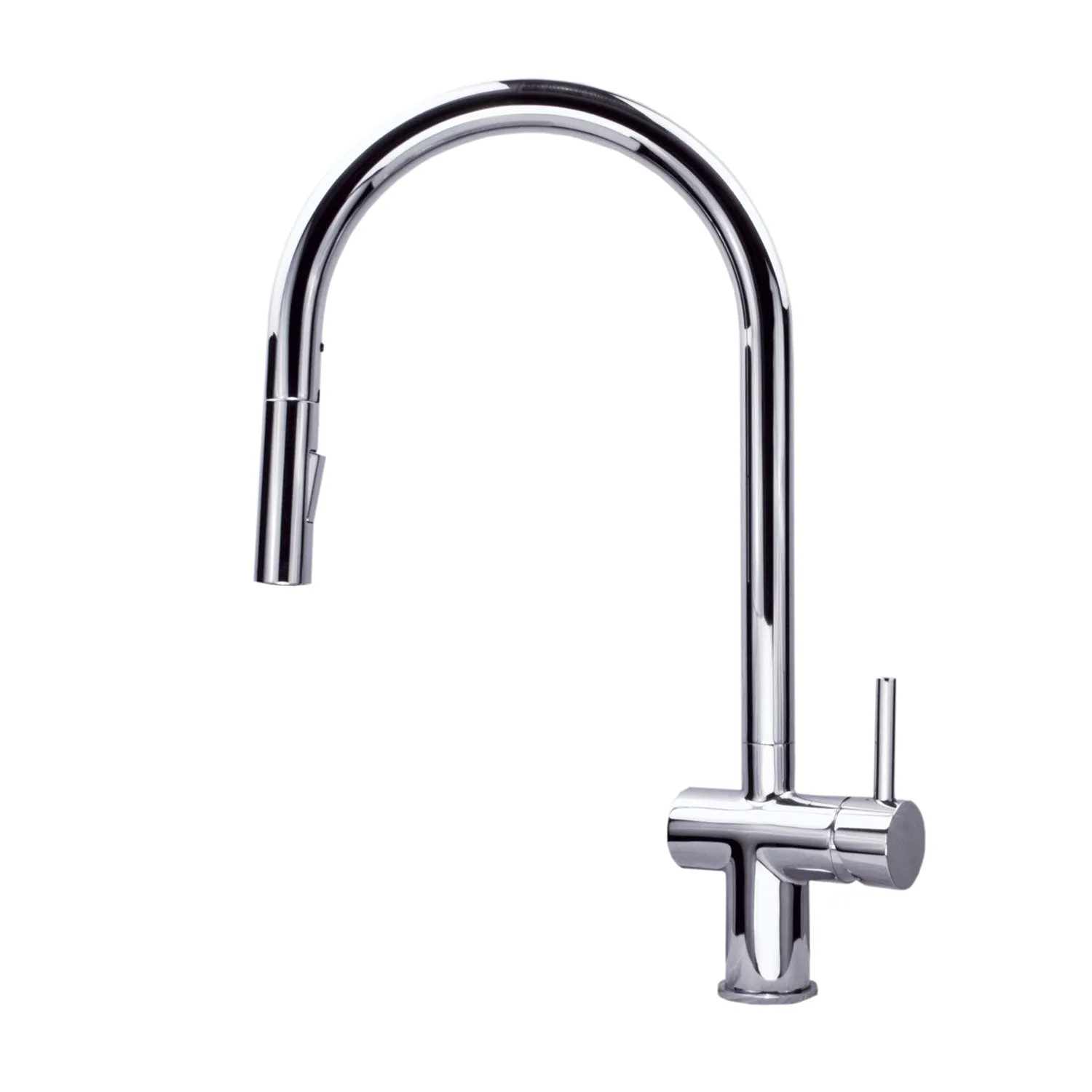 Gooseneck Pulldown Kitchen Faucet in Polished Chrome