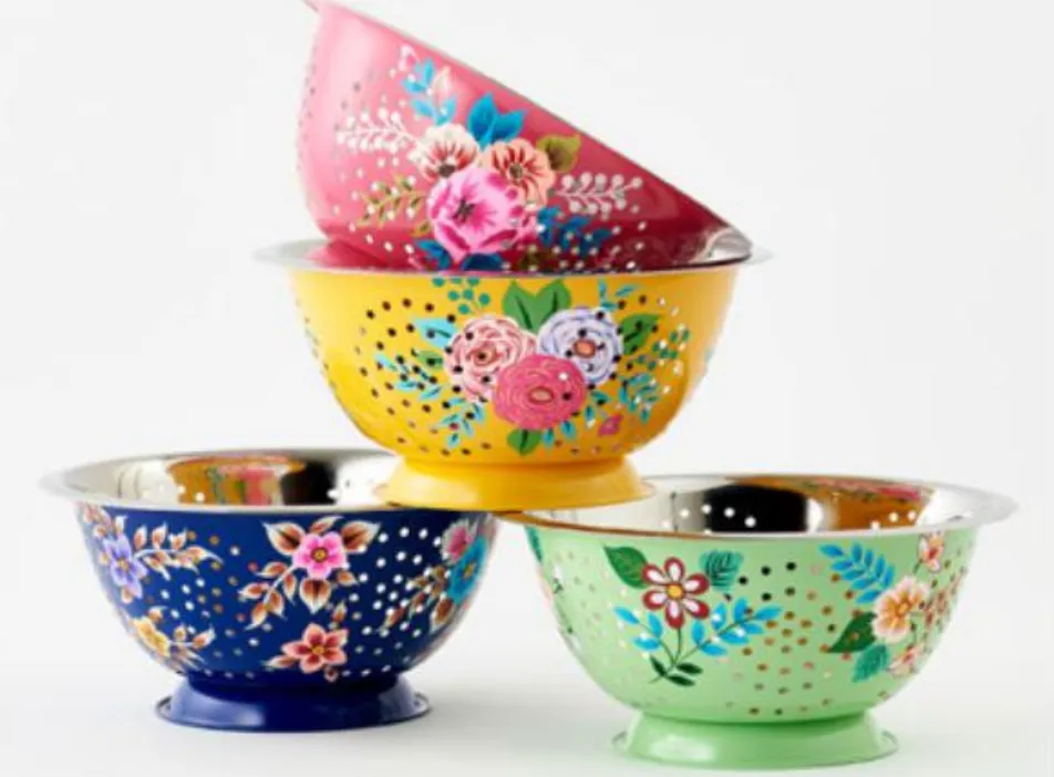 Hand Painted Floral Colander