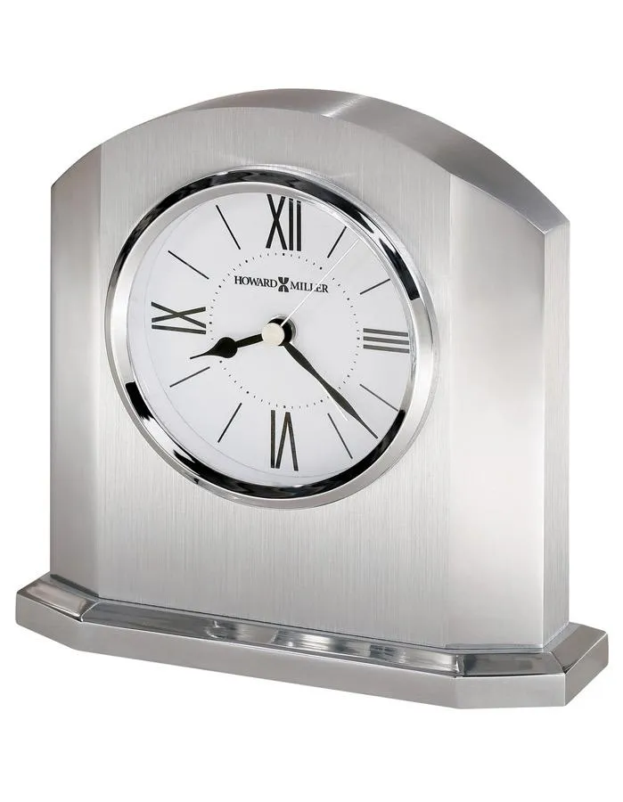 Howard Miller Lincoln Solid Brushed Aluminum Alarm Clock - White Dial