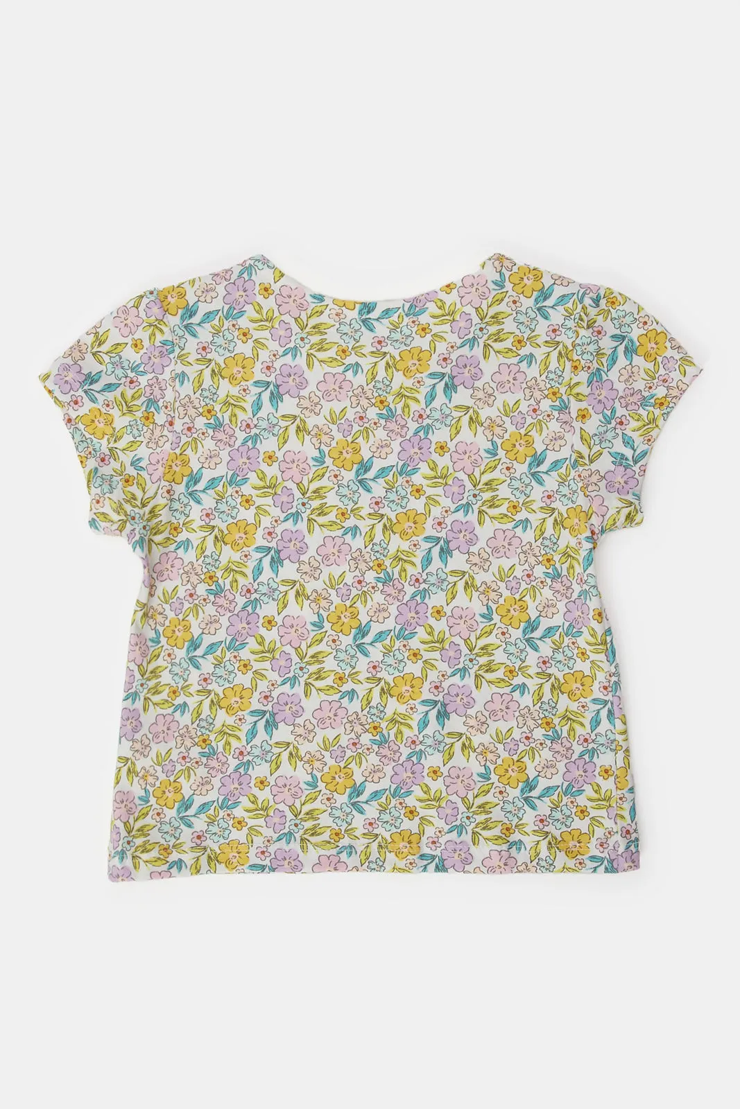 Infant Girls Ivory Floral All Over Print T-Shirt