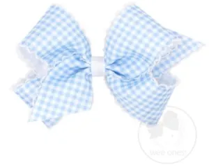 King Gingham Moonstitch Bow - Blue