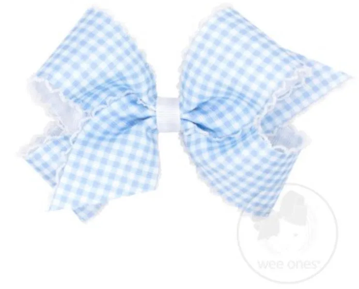 King Gingham Moonstitch Bow - Blue