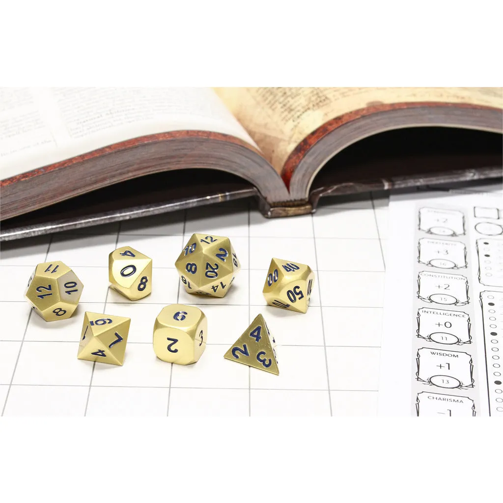 Kings Gold Blue Set of 7 Metal Dice