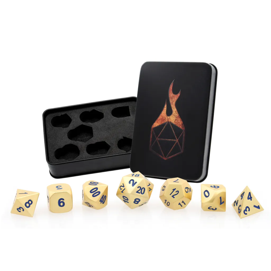 Kings Gold Blue Set of 7 Metal Dice