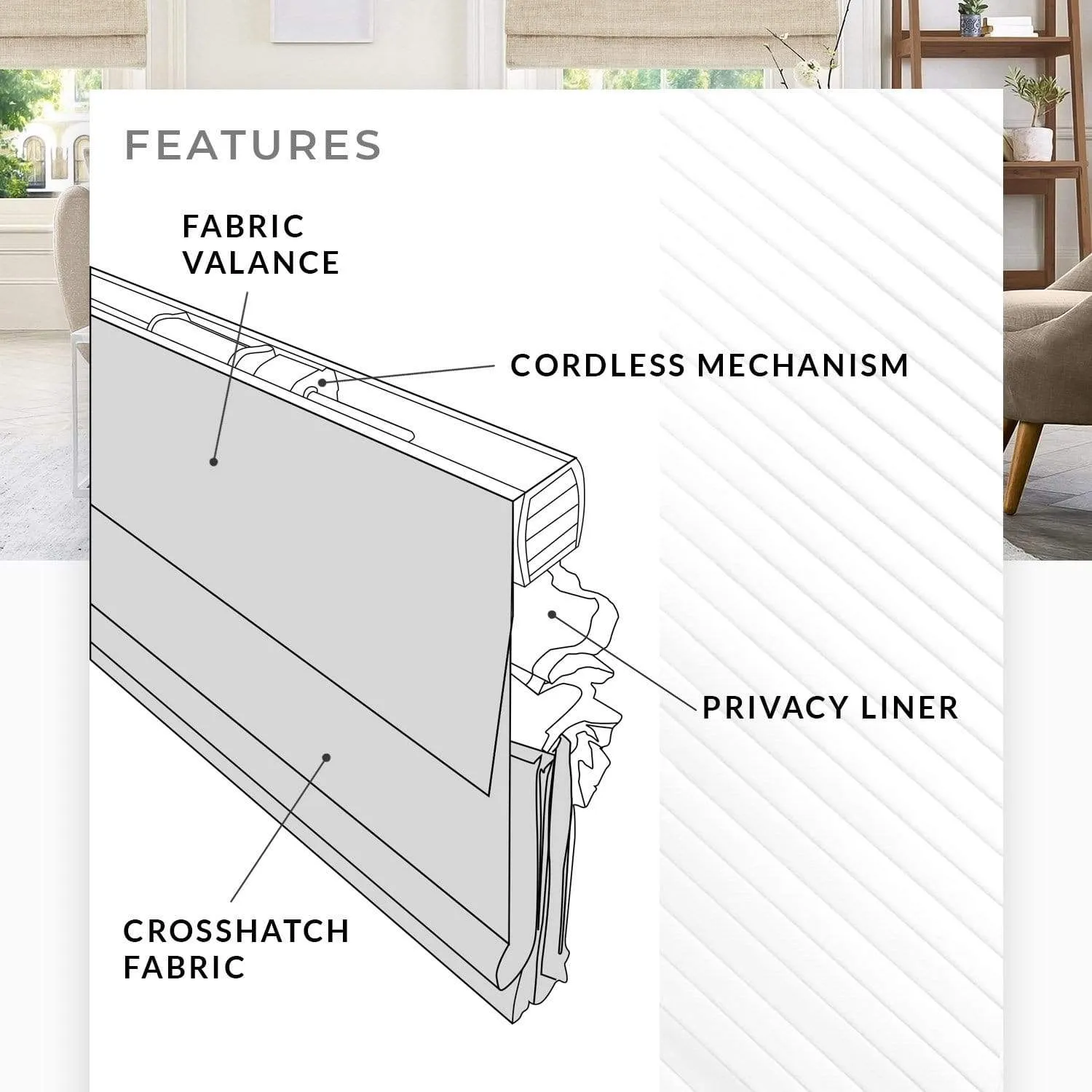 Light Filtering | Crosshatched with Liner and Valance | Belgian