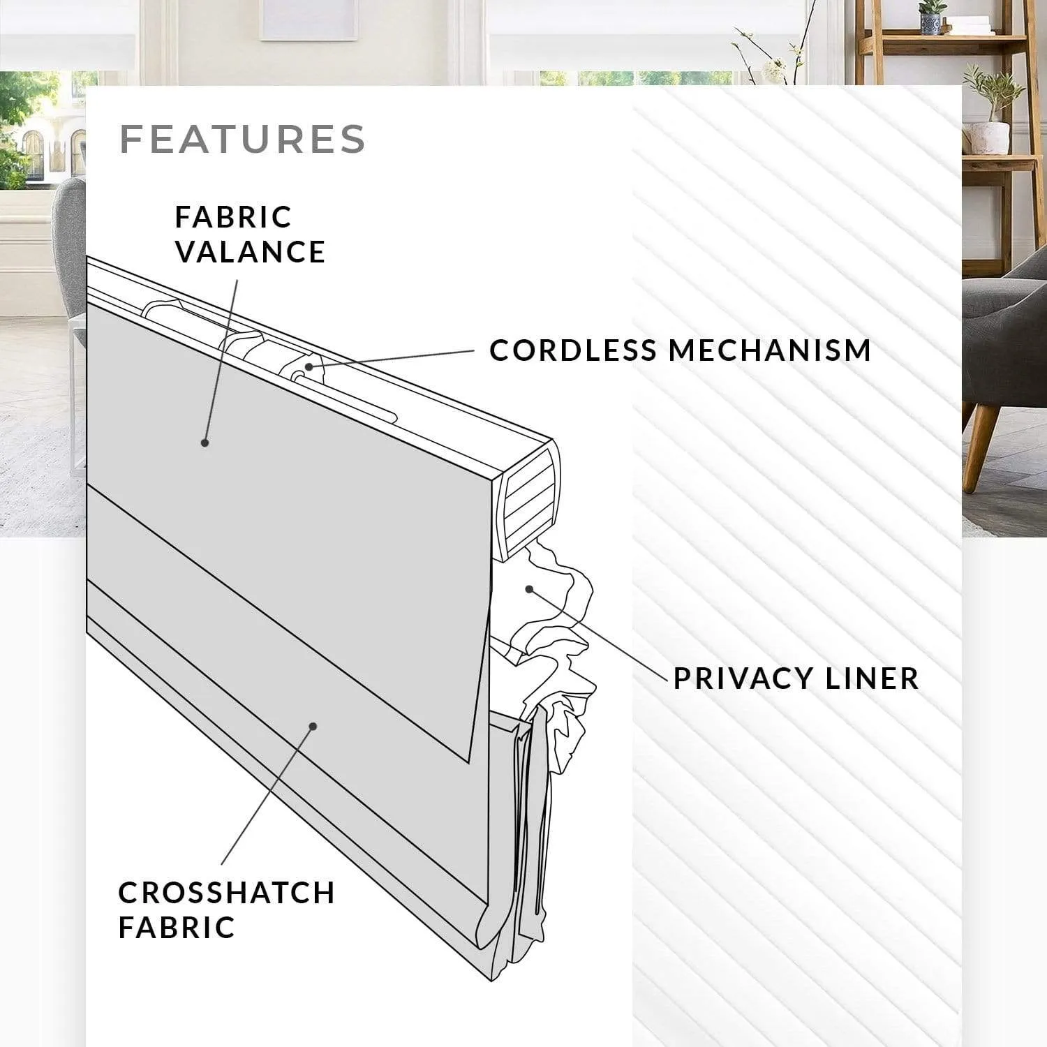 Light Filtering | Crosshatched with Liner and Valance | Belgian