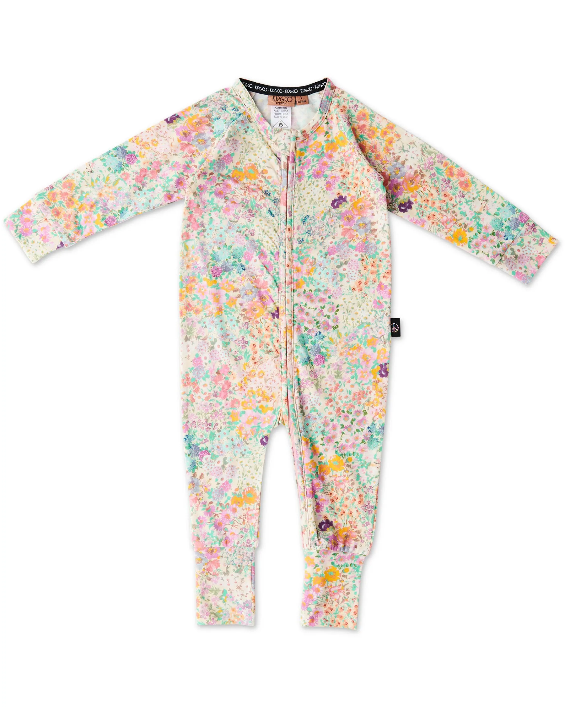 Little Bit Ditsy Organic Long Sleeve Zip Romper