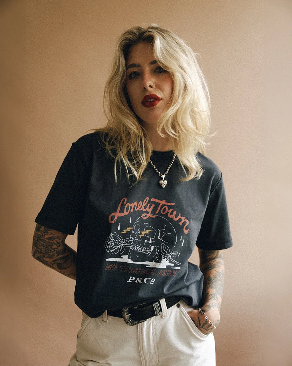 Lonely Town T-Shirt - Heavy Washed Black