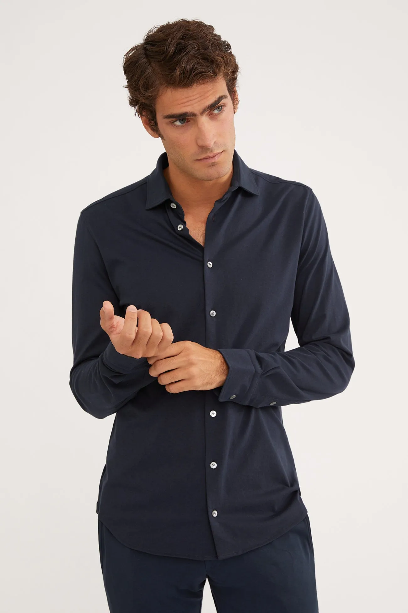 Long Sleeve Jersey Shirt | Navy