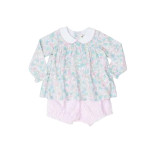 Mary Charlotte Pink Floral Gingham Bloomer Set