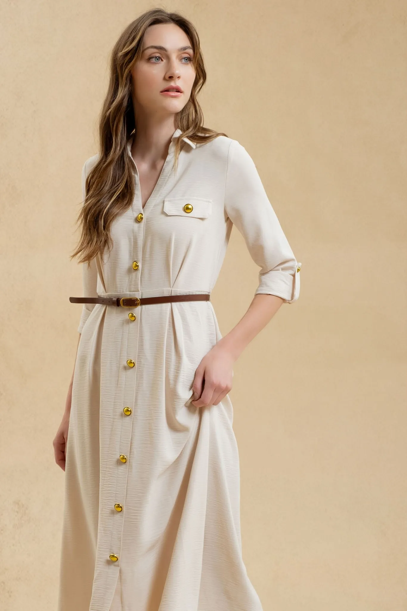 Monica Midi Dress - Oatmeal