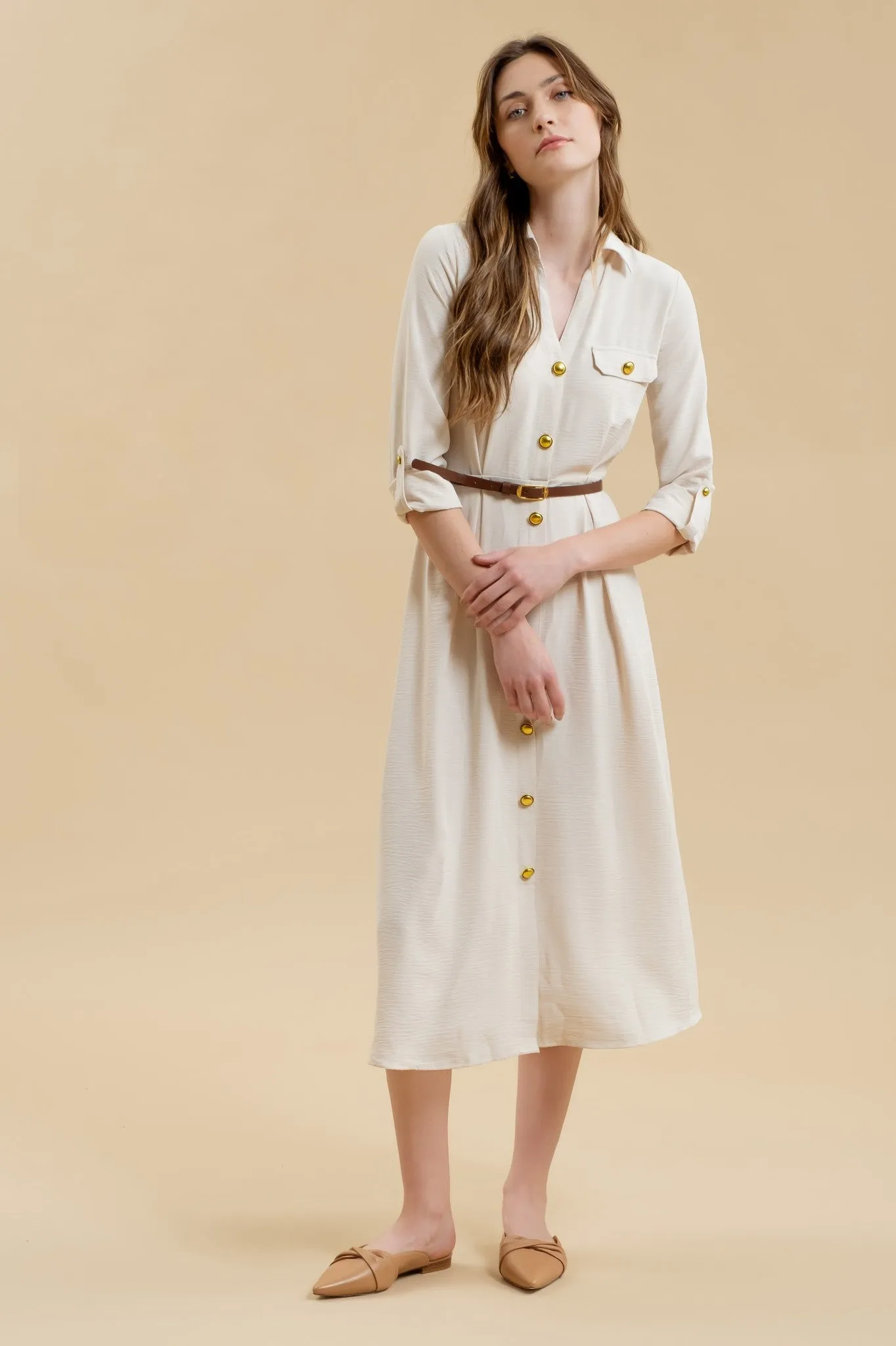 Monica Midi Dress - Oatmeal