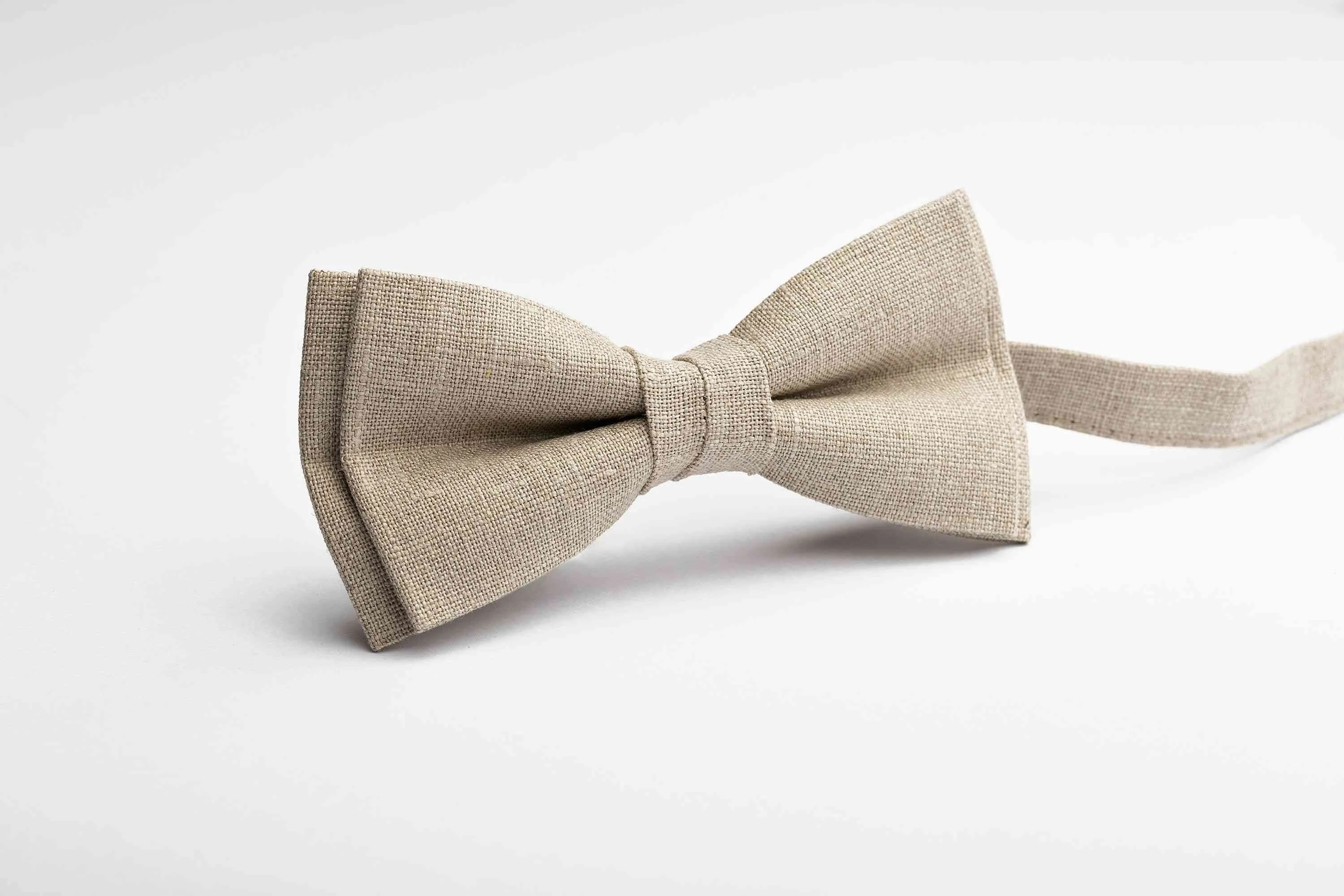 Neutral Linen Bow Tie - Versatile Summer Accessory for Kids