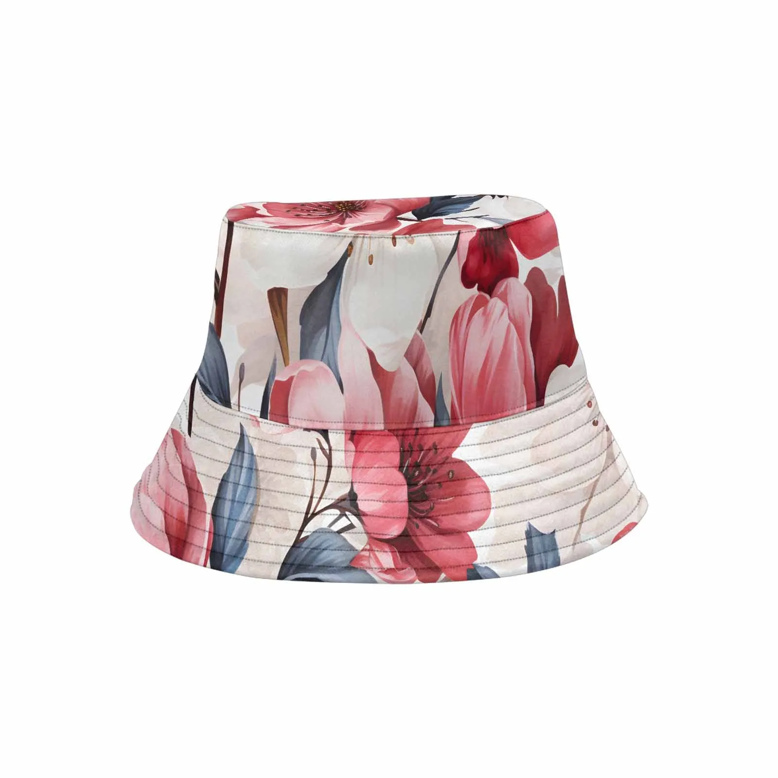 Pink Floral  Unisex Summer Single-Layer Bucket Hat