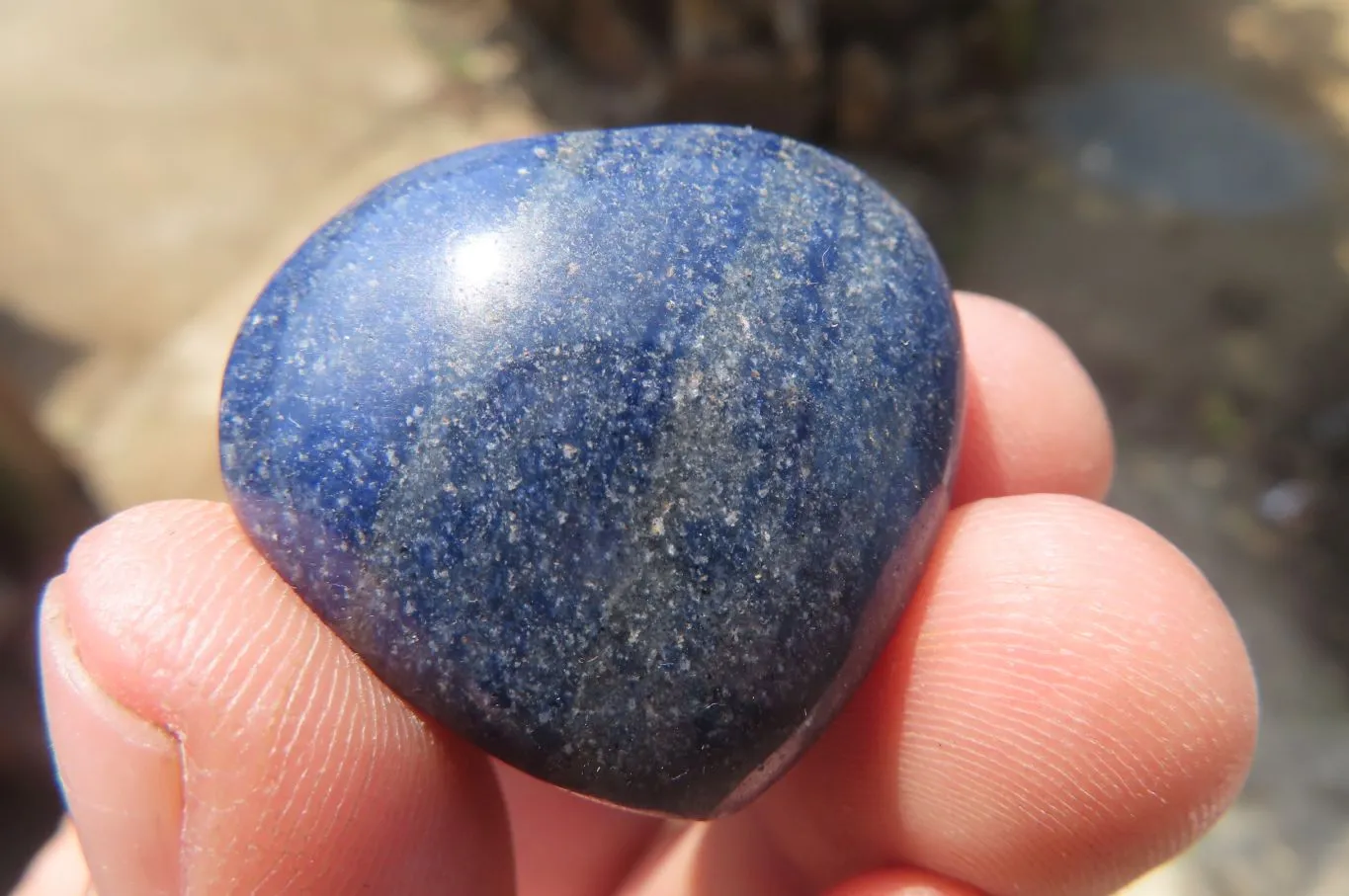 Polished Blue Lazulite Gemstone Hearts x 35 From Madagascar