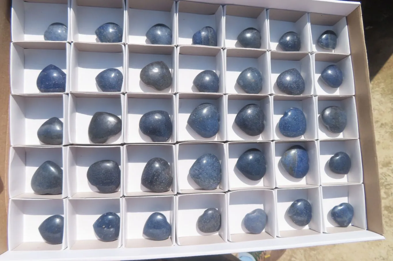 Polished Blue Lazulite Gemstone Hearts x 35 From Madagascar