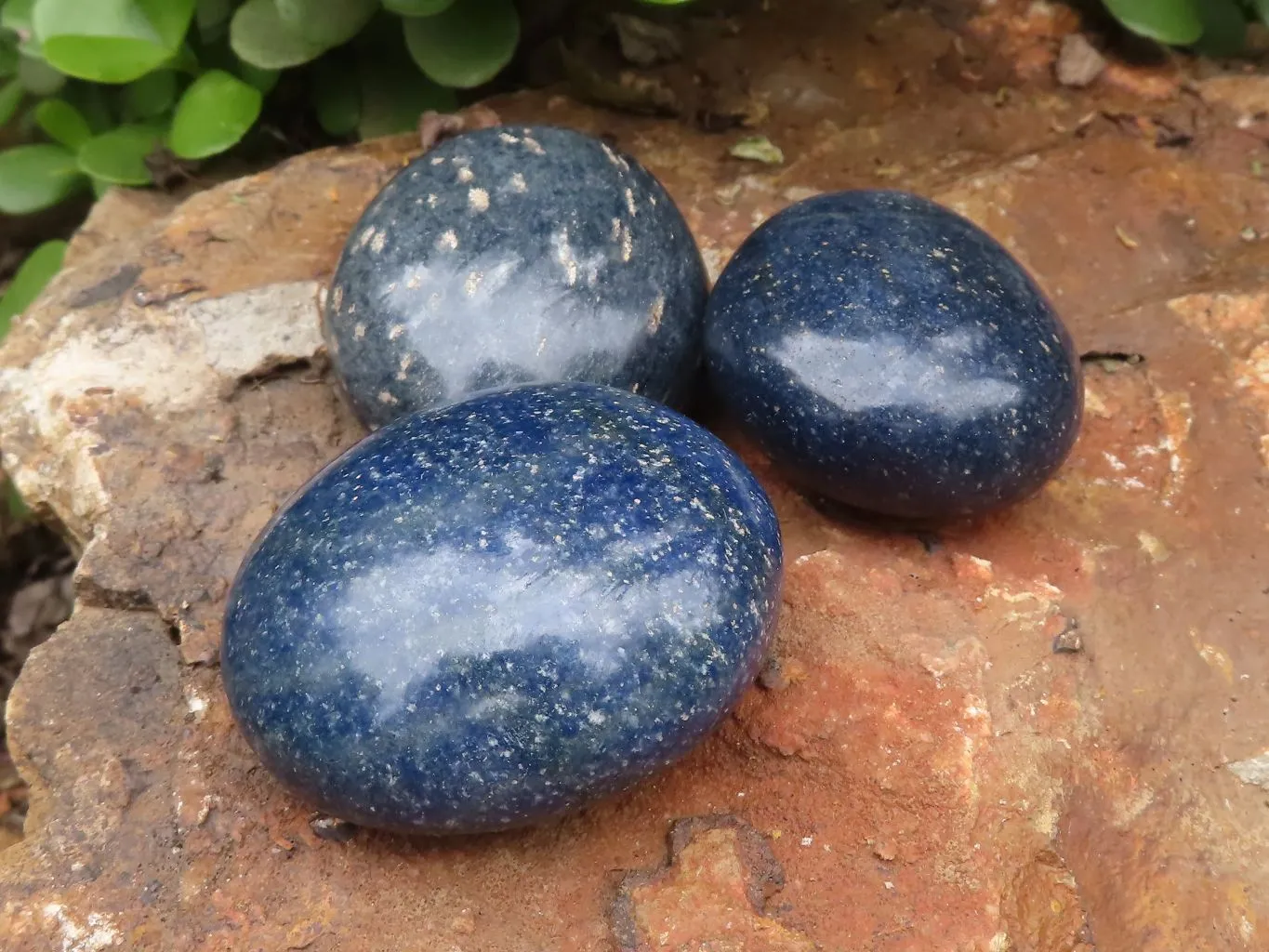 Polished Blue Lazulite Palm Stones  x 35 From Madagascar