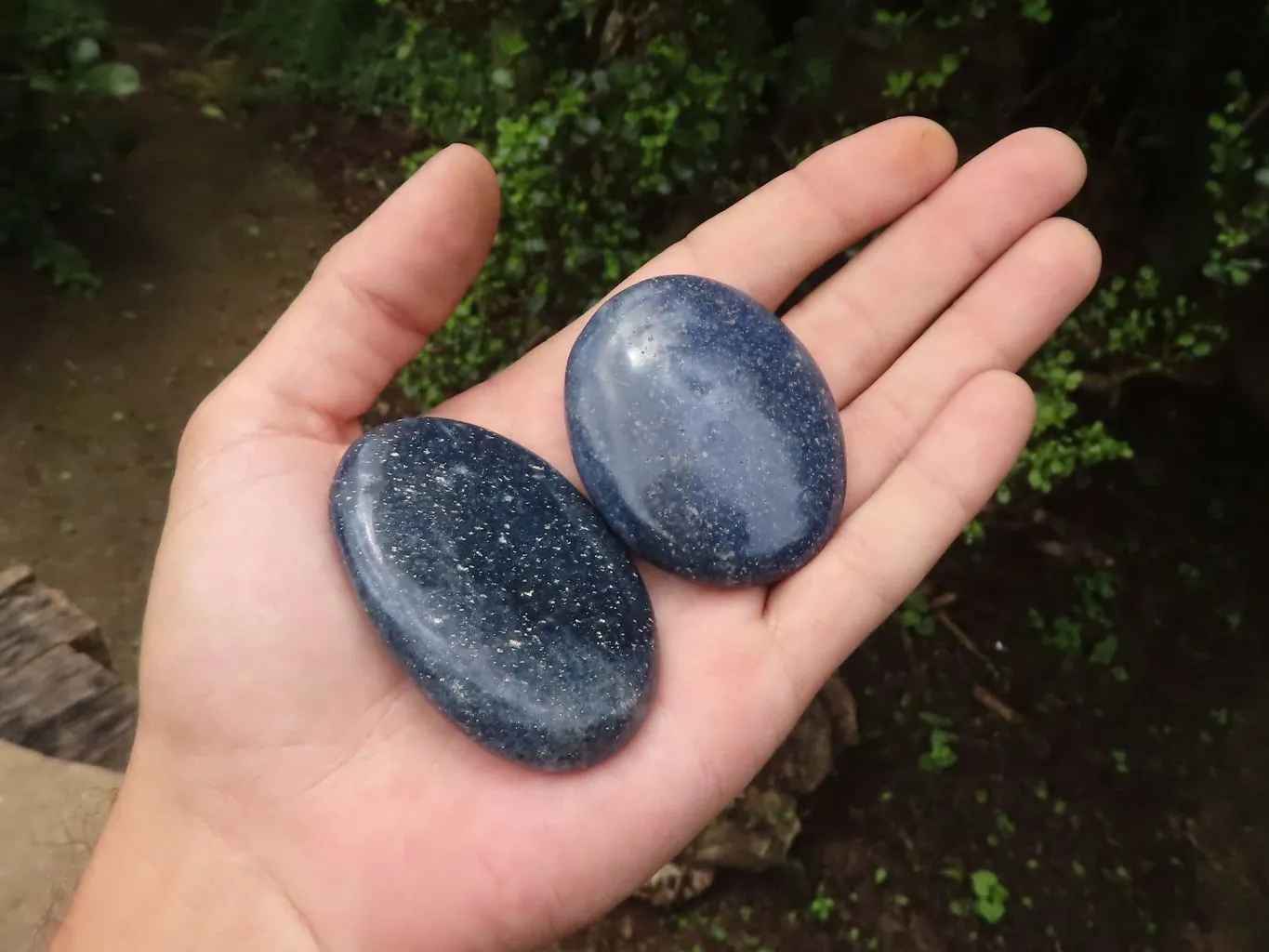 Polished Blue Lazulite Palm Stones  x 35 From Madagascar