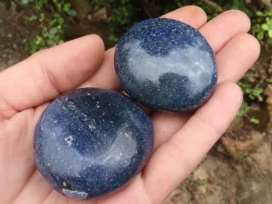 Polished Blue Lazulite Palm Stones  x 35 From Madagascar