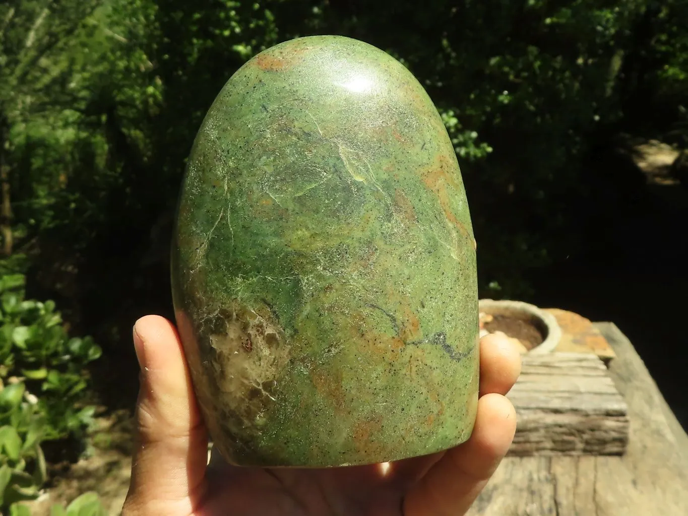 Polished Green Chrysoprase Standing Free Forms  x 2 From Madagascar