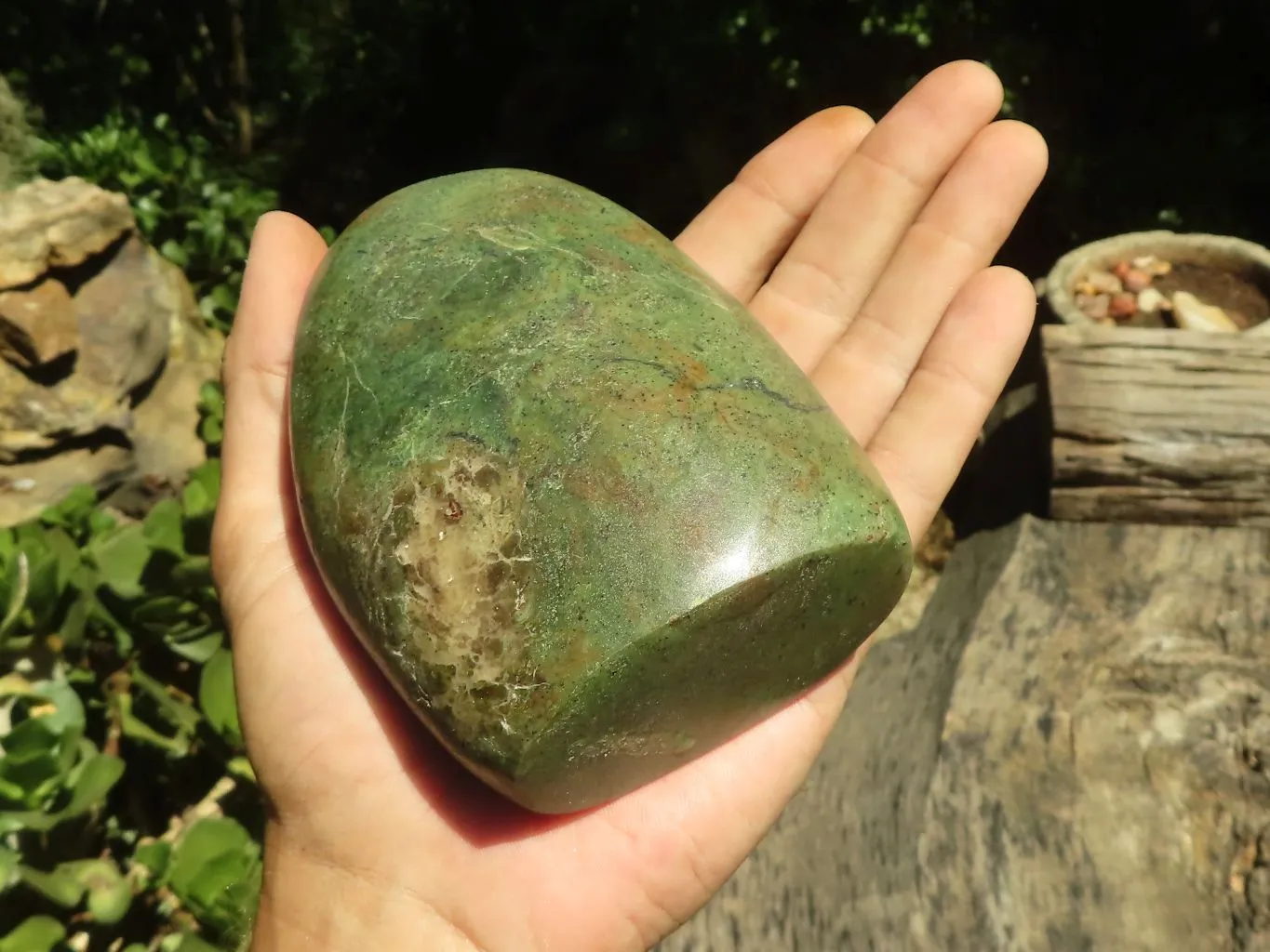 Polished Green Chrysoprase Standing Free Forms  x 2 From Madagascar