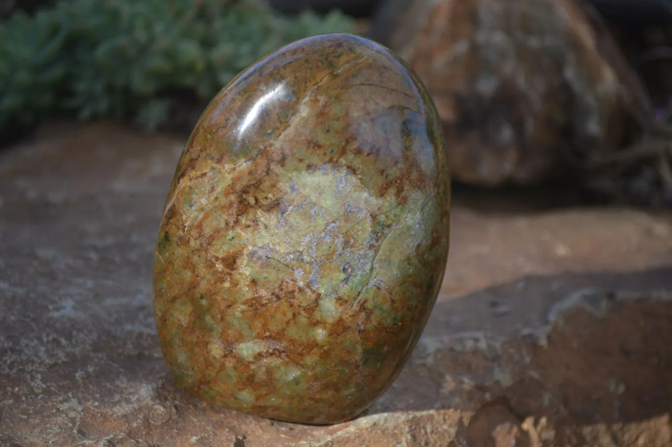 Polished Green Chrysoprase Standing Free Forms  x 3 From Ambatondrazaka, Madagascar