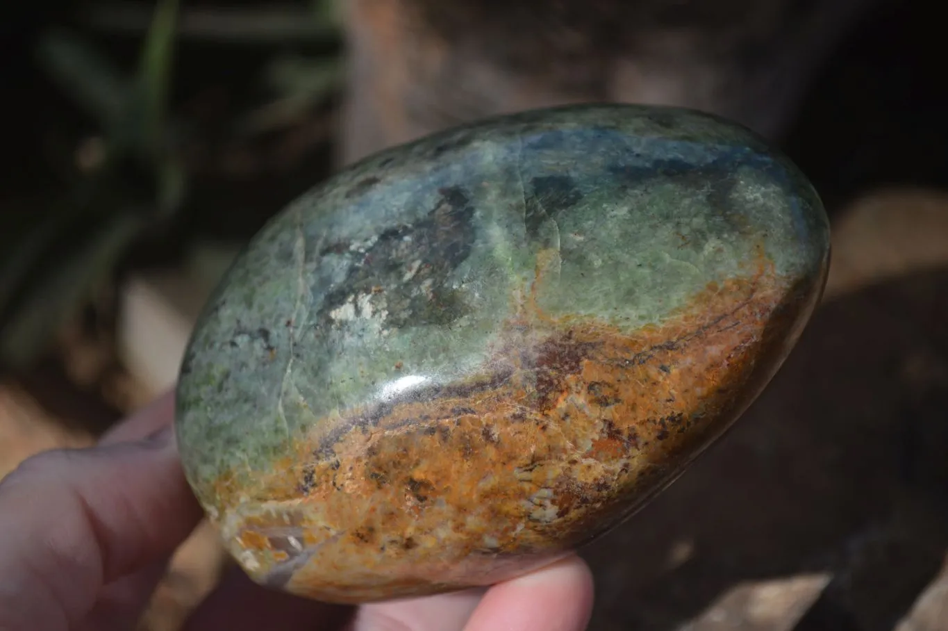 Polished Green Chrysoprase Standing Free Forms  x 3 From Ambatondrazaka, Madagascar