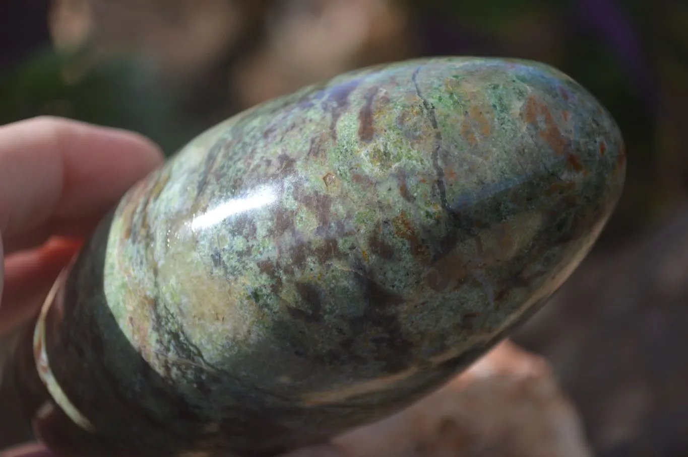 Polished Green Chrysoprase Standing Free Forms  x 3 From Ambatondrazaka, Madagascar