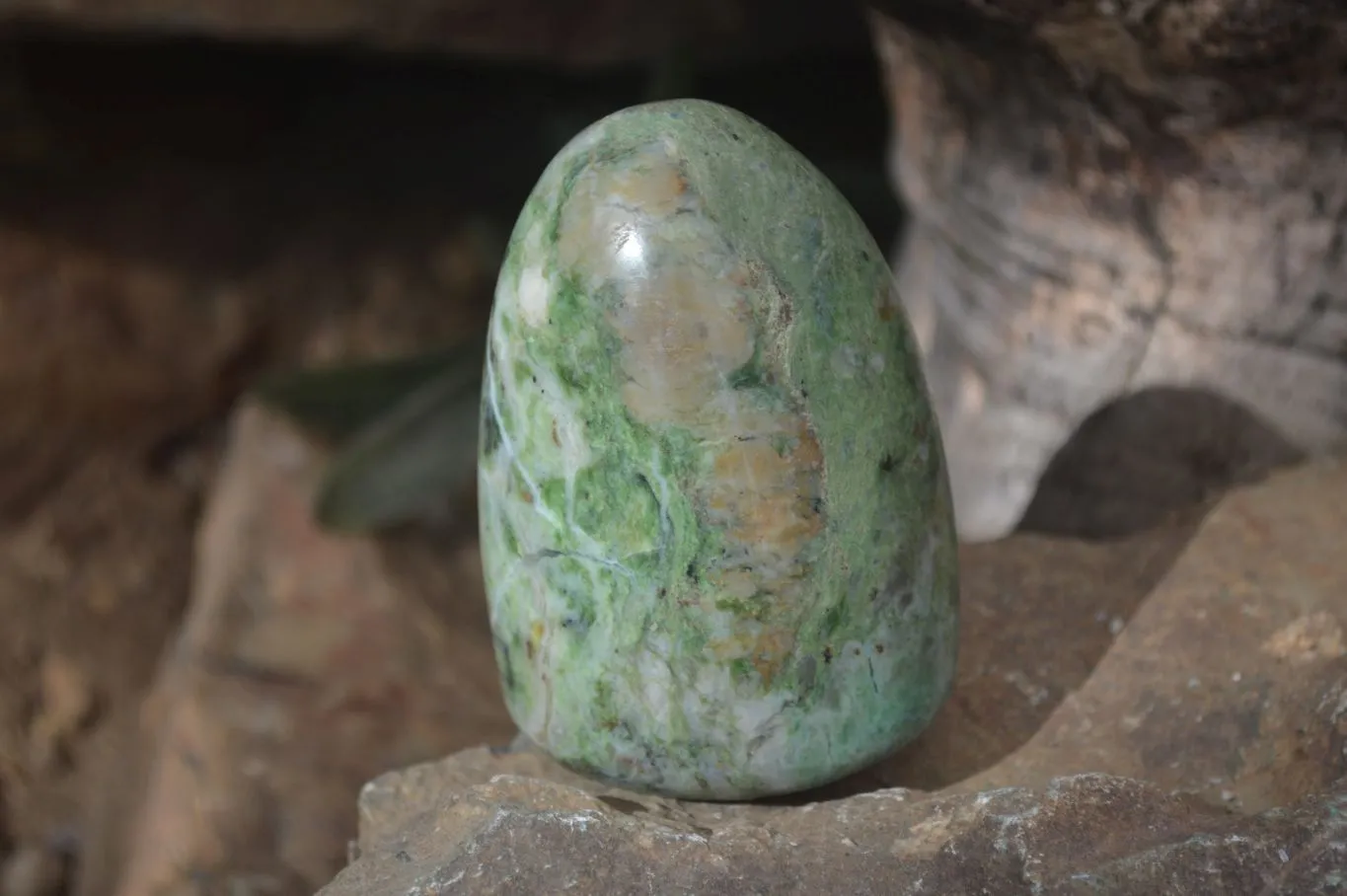 Polished Green Chrysoprase Standing Free Forms  x 6 From Madagascar