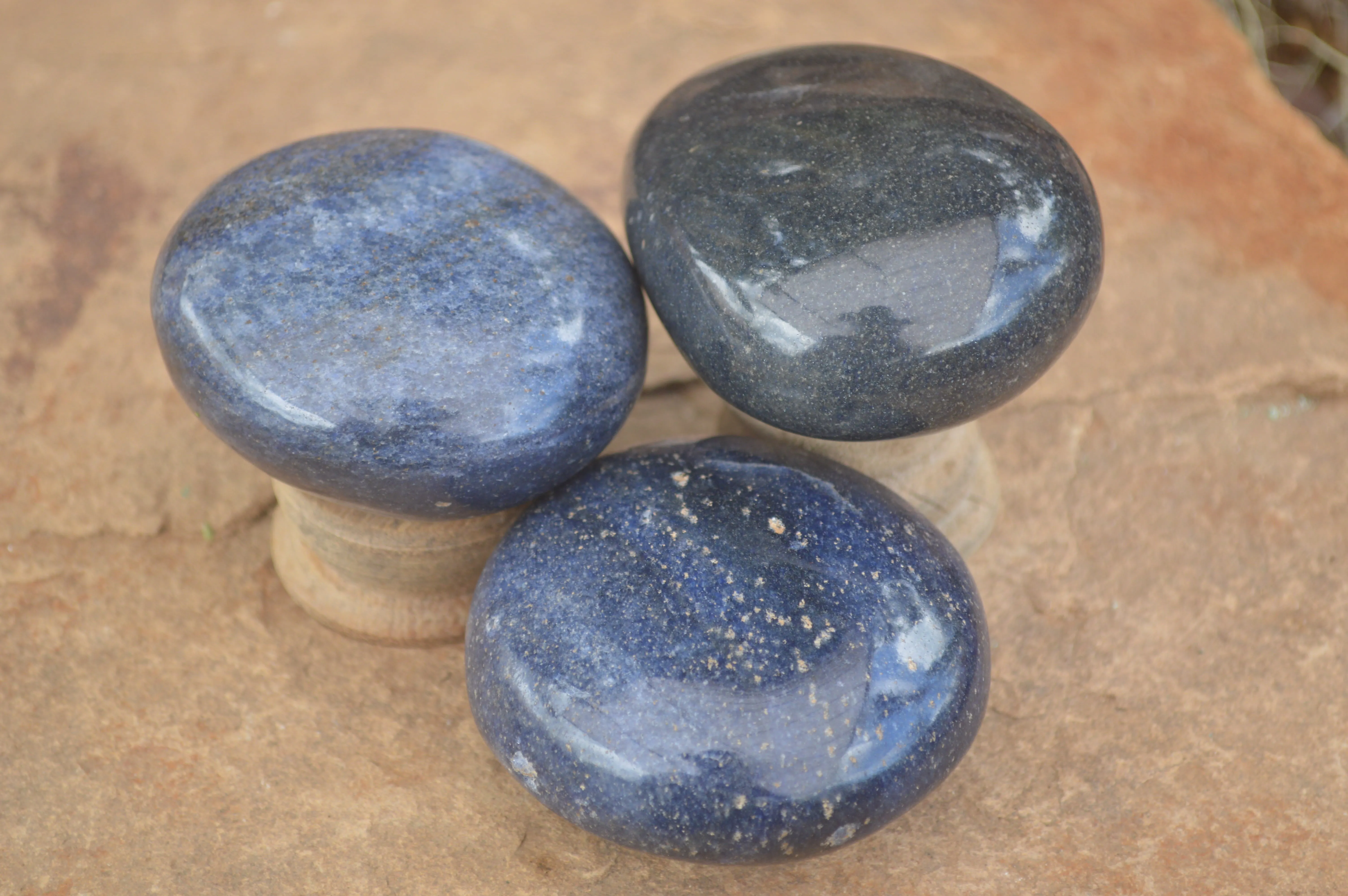 Polished Lazulite Highly Selected Gallets / Palm Stones  - Sold per 1 Kg - From Tulear, Madagascar