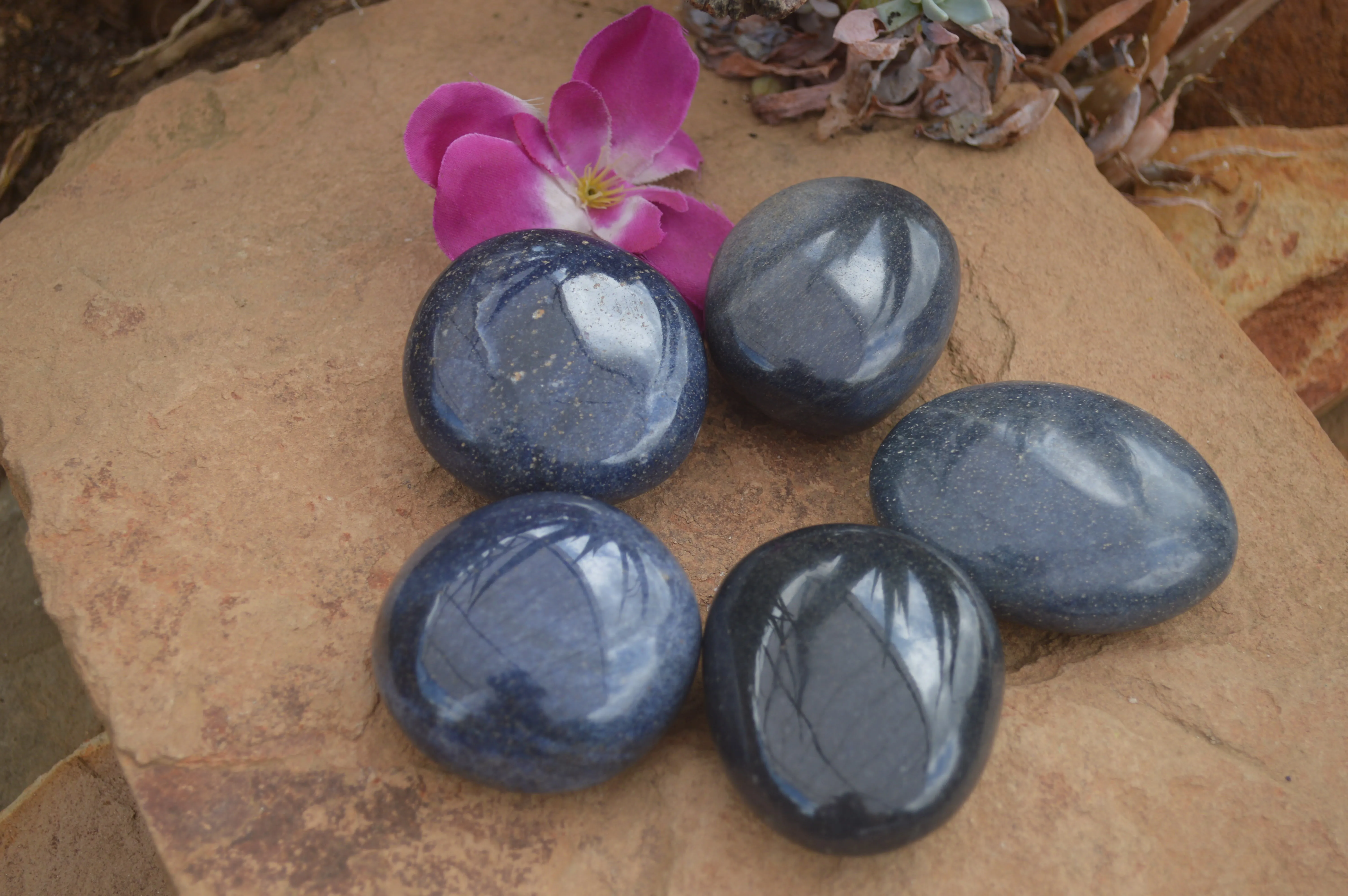 Polished Lazulite Highly Selected Gallets / Palm Stones  - Sold per 1 Kg - From Tulear, Madagascar