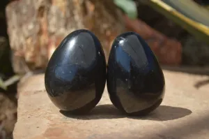 Polished Schorl Black Tourmaline Eggs x 6 From Madagascar