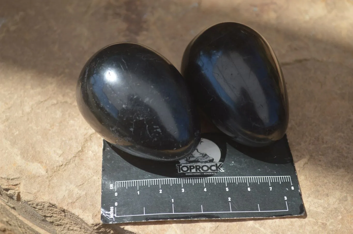 Polished Schorl Black Tourmaline Eggs x 6 From Madagascar