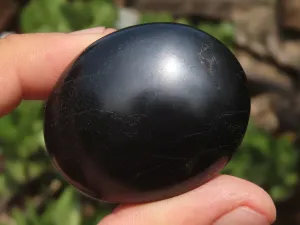 Polished Schorl Black Tourmaline Galet / Palm Stones x 35 From Madagascar