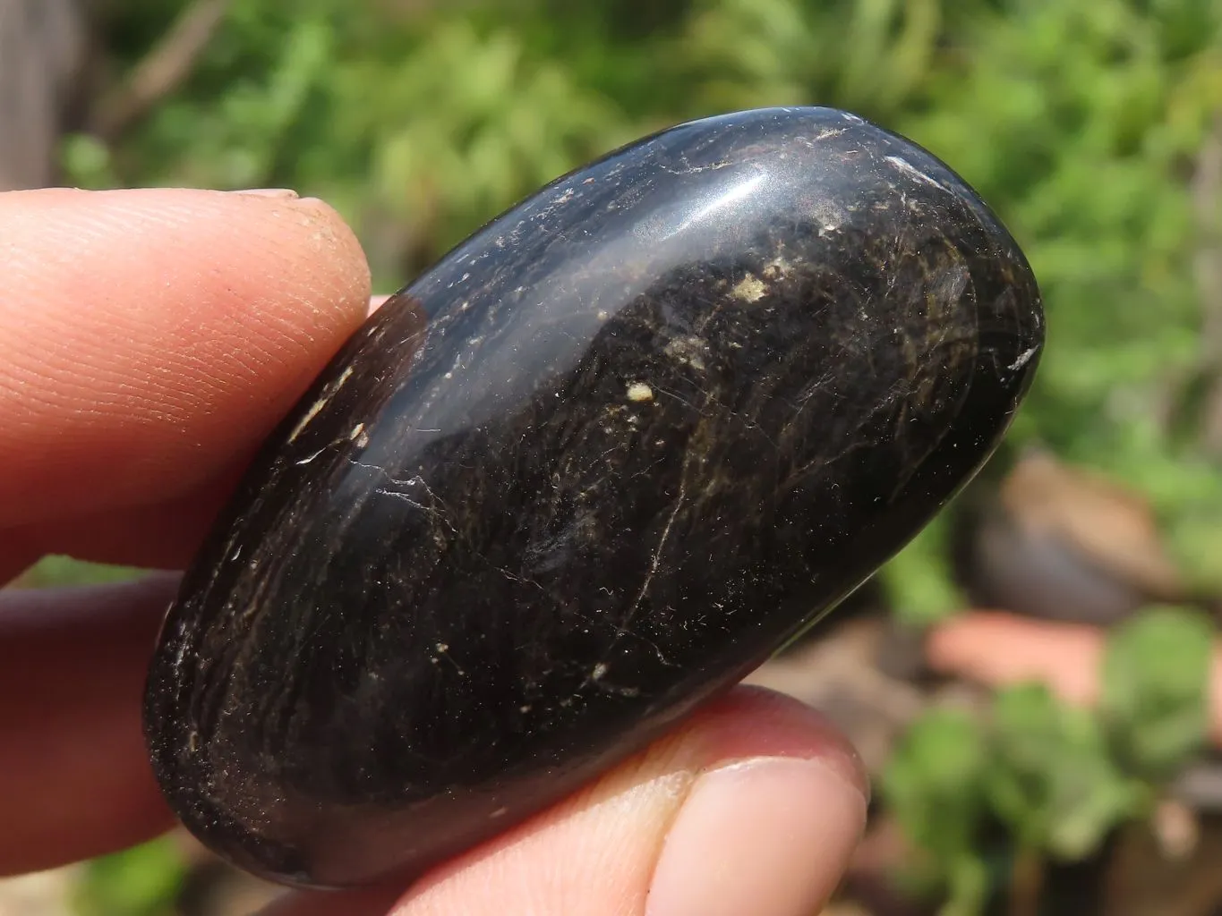 Polished Schorl Black Tourmaline Galet / Palm Stones x 35 From Madagascar