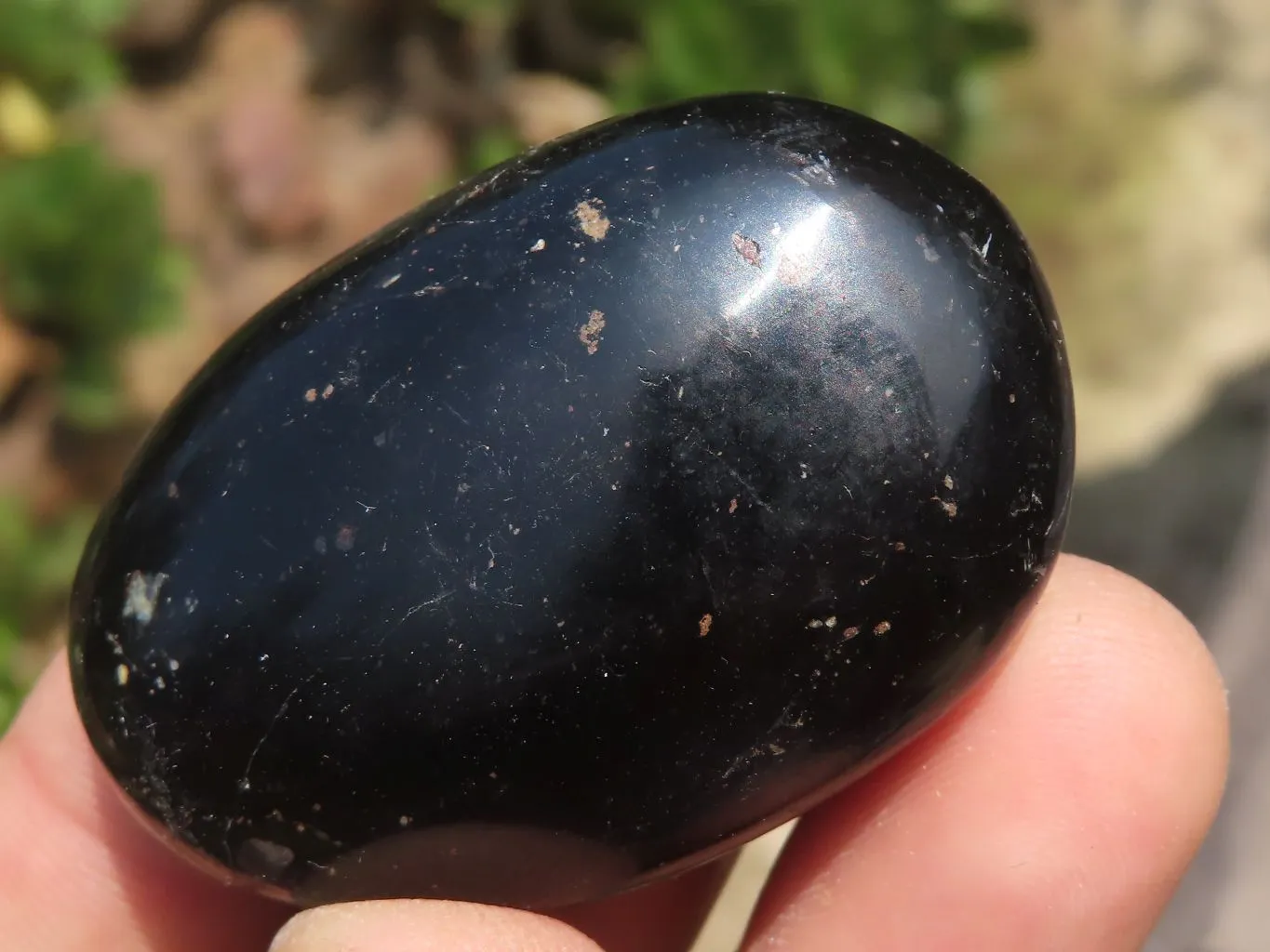 Polished Schorl Black Tourmaline Galet / Palm Stones x 35 From Madagascar