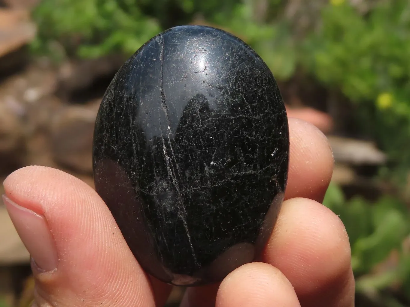 Polished Schorl Black Tourmaline Galet / Palm Stones x 35 From Madagascar