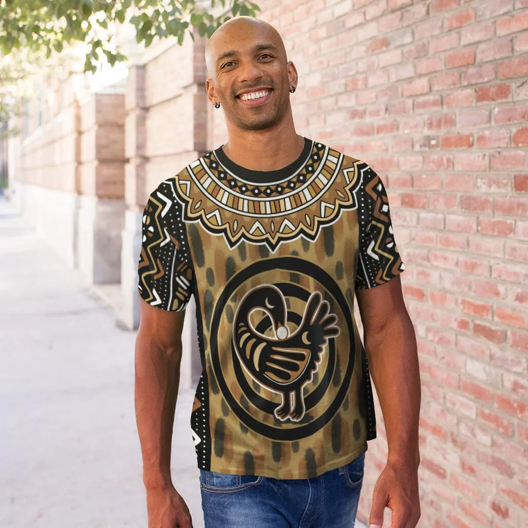 Printed Mud Cloth and Adinkra Symbol T-shirt