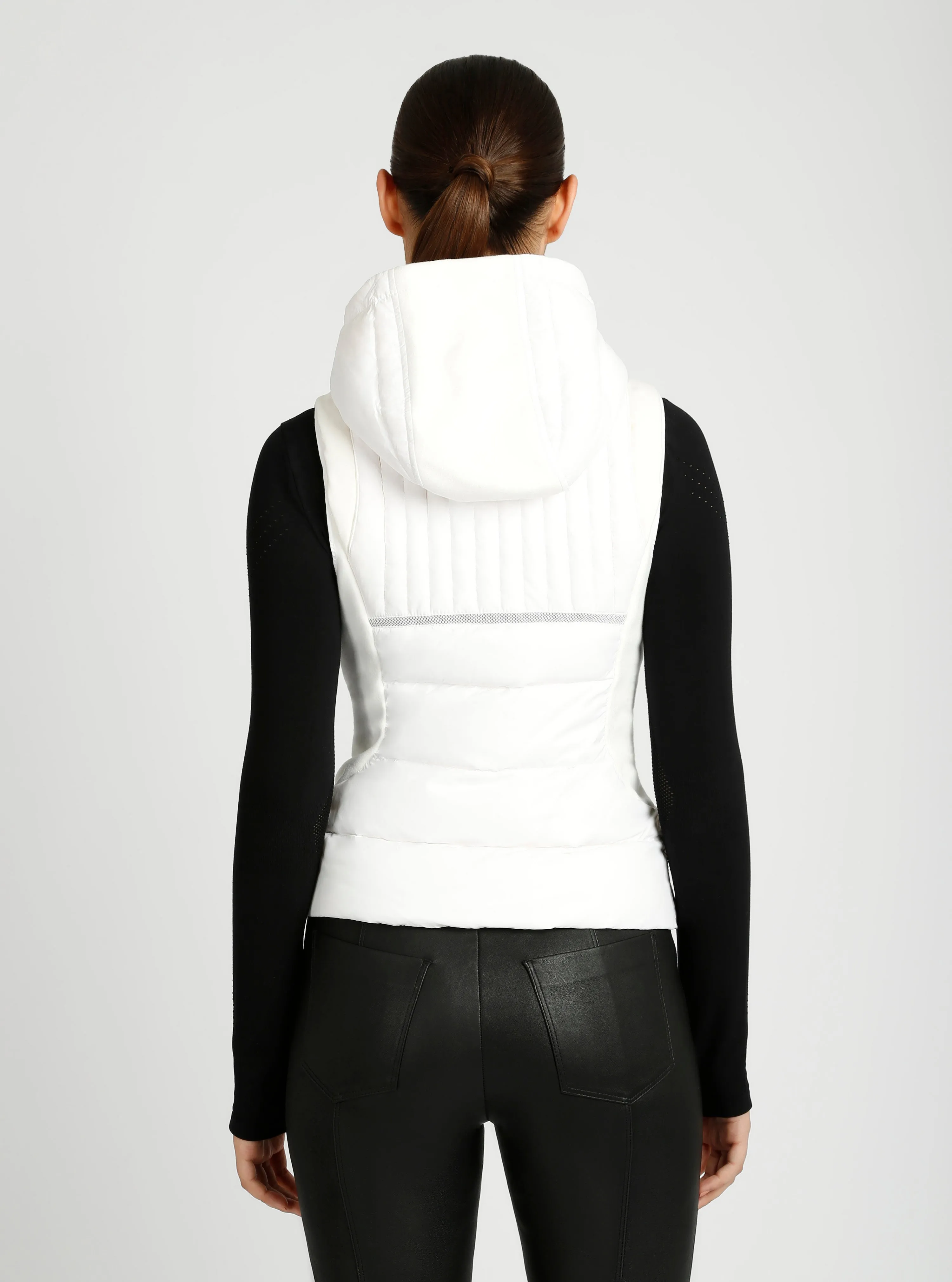 Reflective Inset Down Filled Feather Weight Vest - White