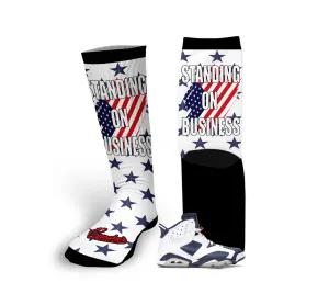 Retro 6 Olympic Standing On Business Socks