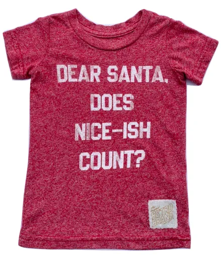 Retro Brand - Dear Santa, Does Nice-ish Count Tee in Vintage Dark Red