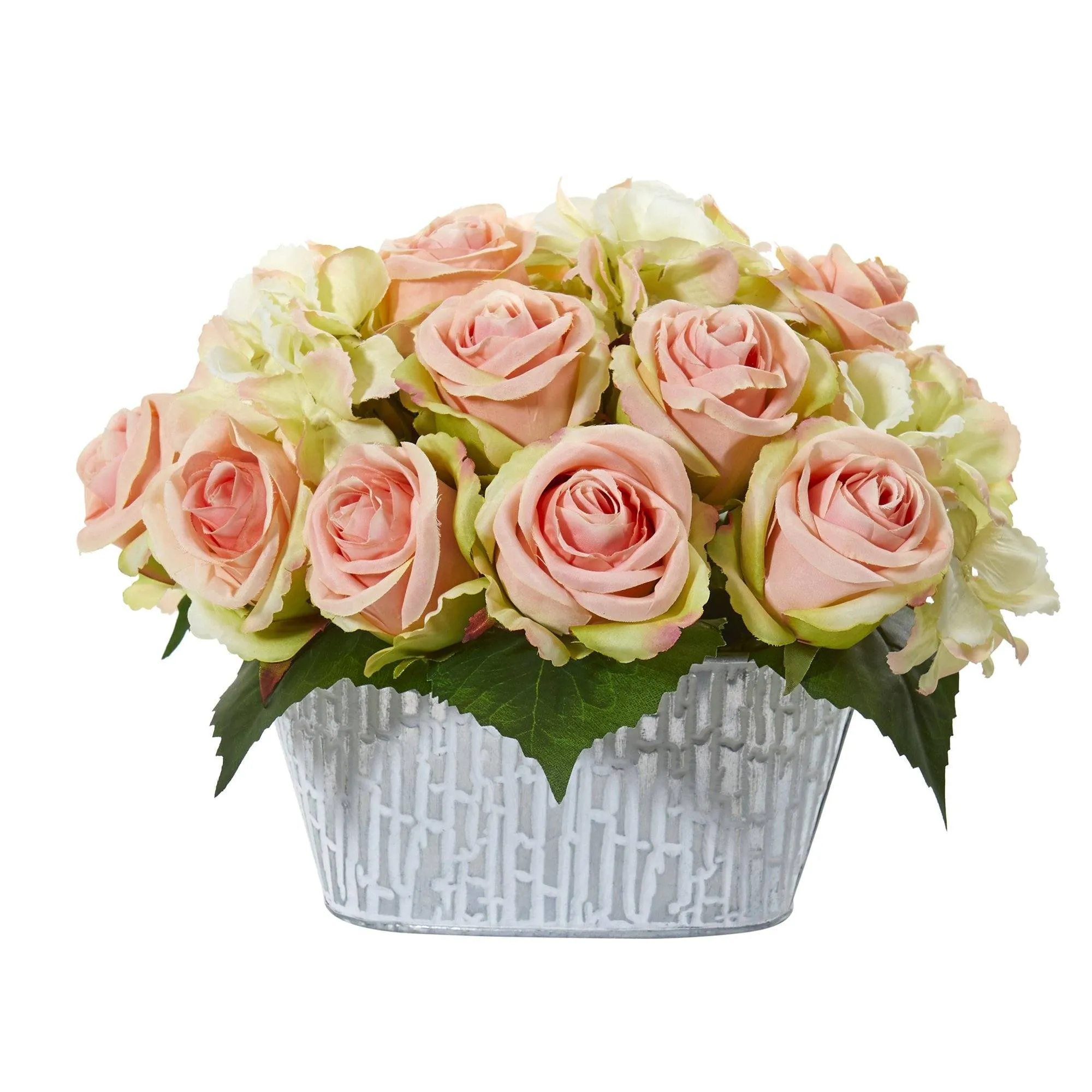 Rose and Hydrangea Artificial Arrangement in Decorative Vase