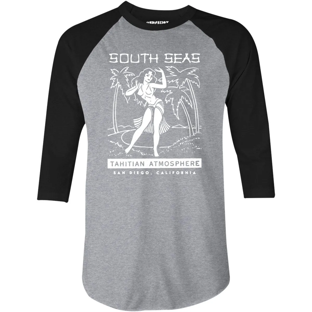 South Seas - San Diego, CA - Vintage Tiki Bar - 3/4 Sleeve Raglan T-Shirt