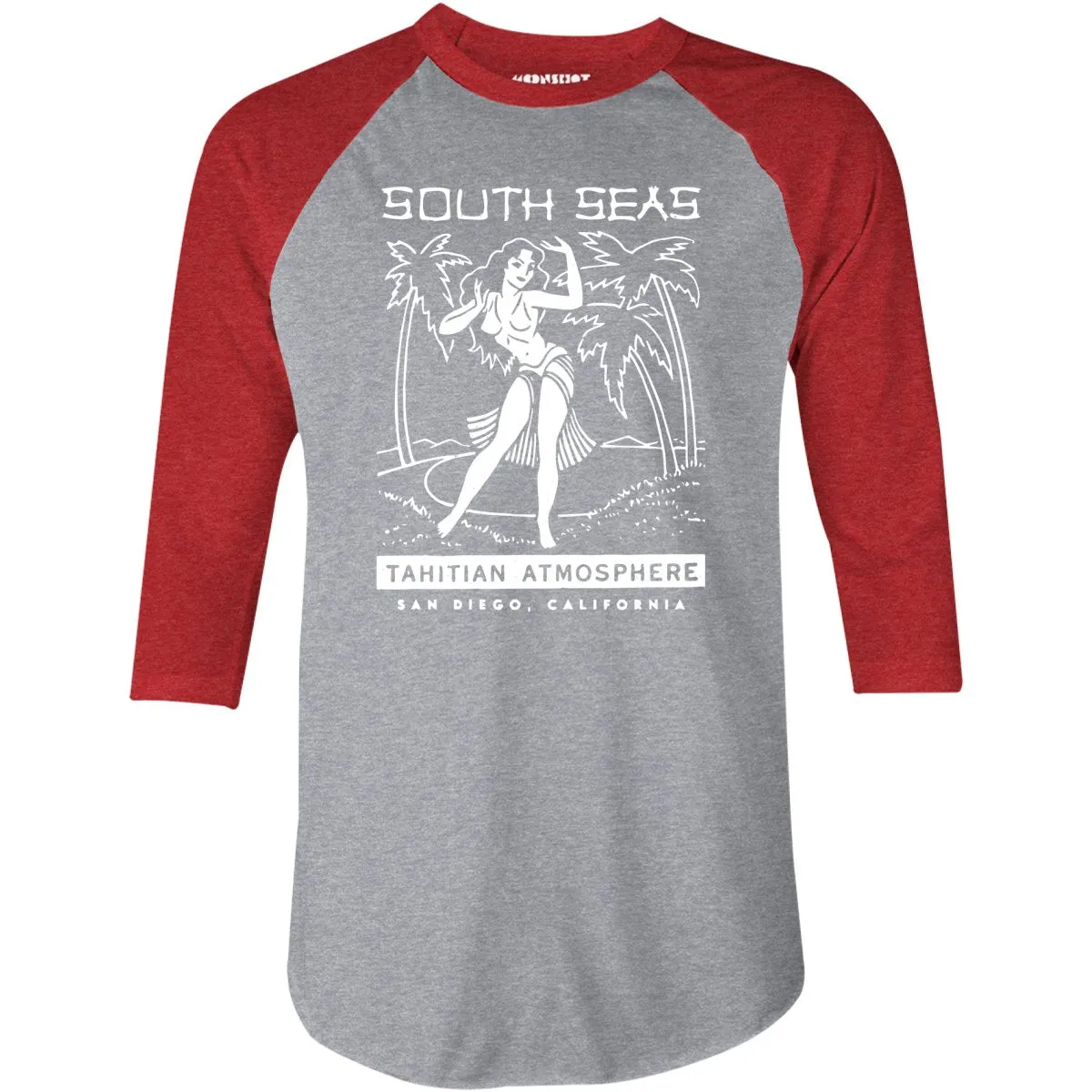 South Seas - San Diego, CA - Vintage Tiki Bar - 3/4 Sleeve Raglan T-Shirt