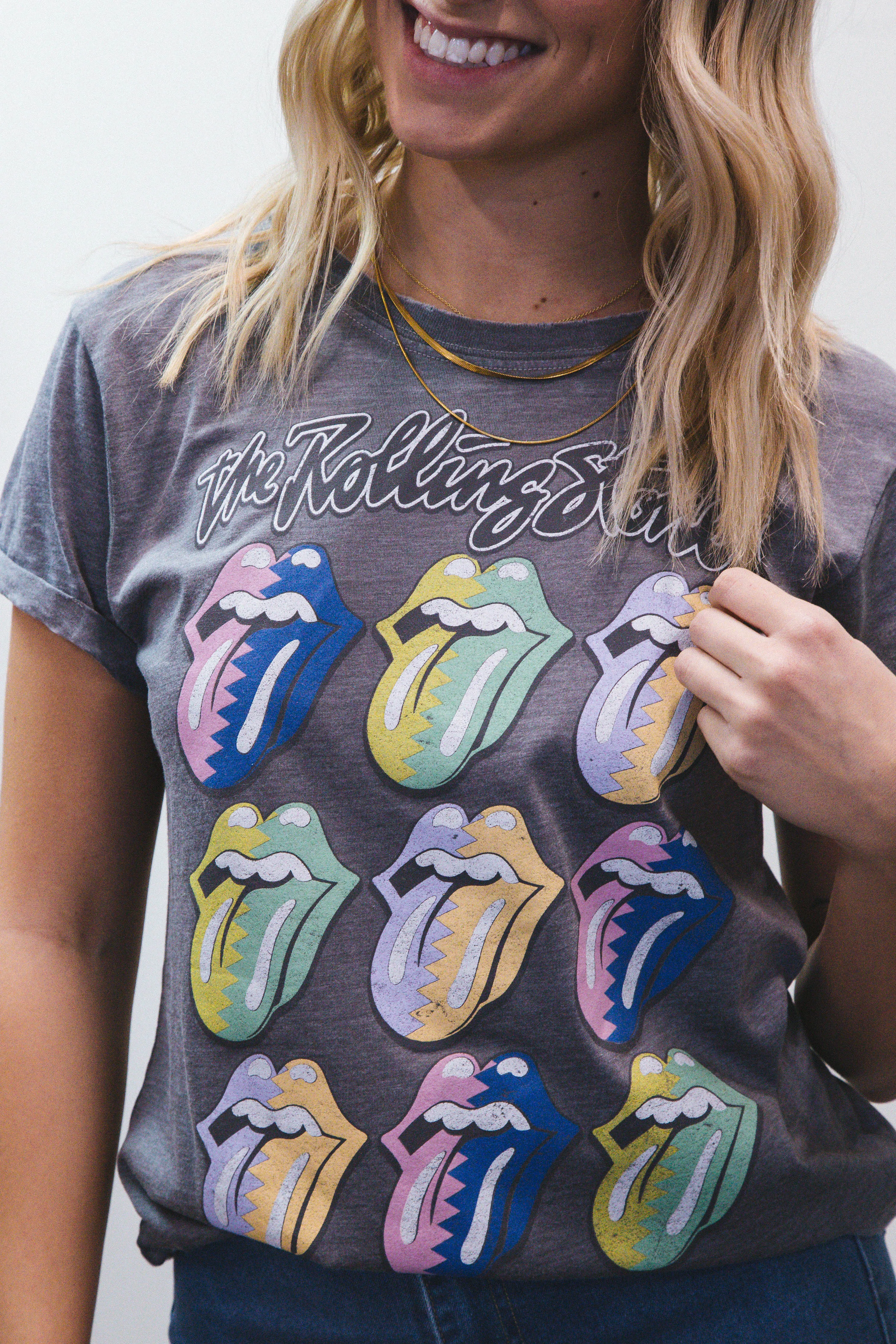 The Rolling Stones Burnout Tee, Steel Grey | Recycled Karma