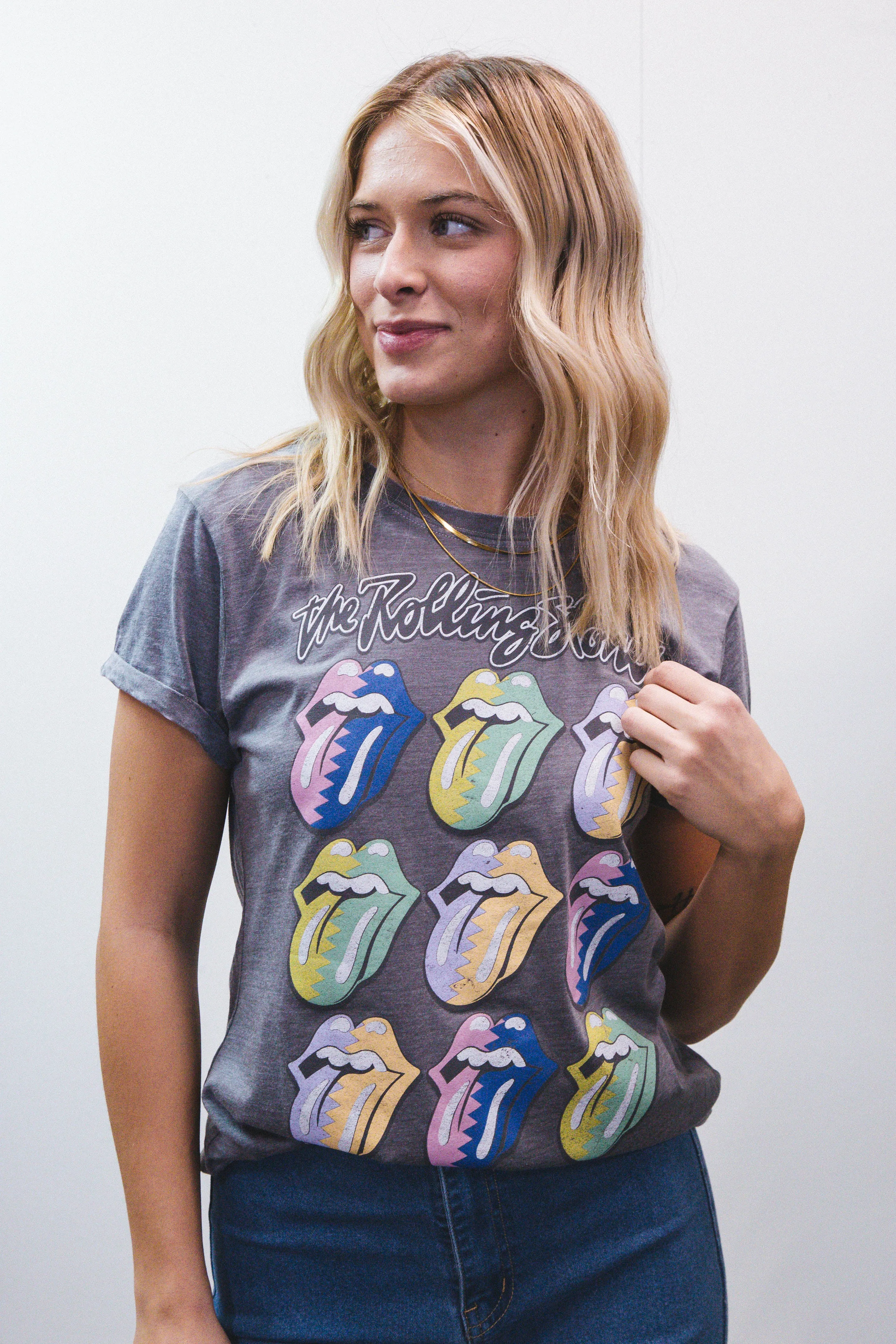 The Rolling Stones Burnout Tee, Steel Grey | Recycled Karma