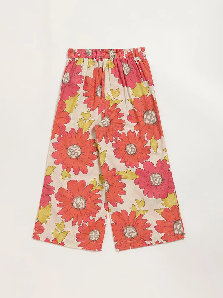 Utsa Kids Multicolour Floral Print Cotton Blend Pants - (8 -14yrs)