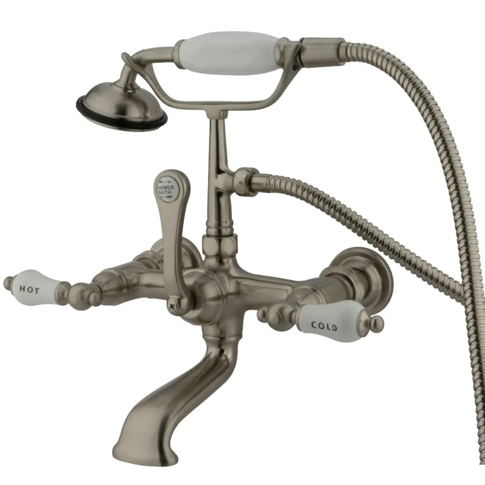 Vintage Leg Tub Filler W/ Hand Shower & Straight Arm In Procelain Lever Handle