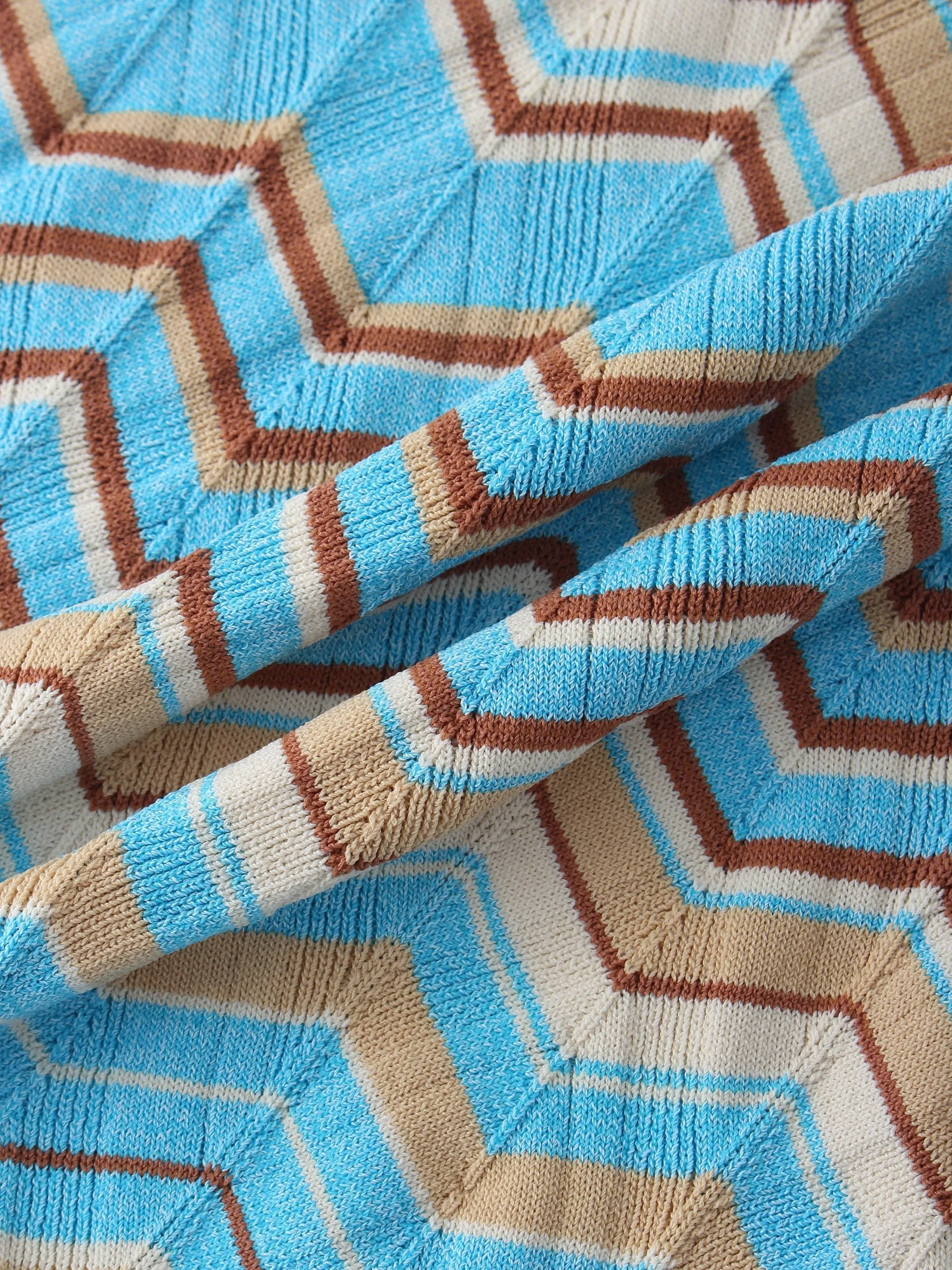 Wave Stripe Sweater-Tan/Blue